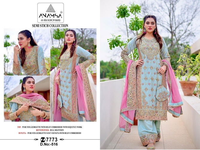 Anamsa 516 Faux Georgette Pakistani Suit Wholesale Price In Surat